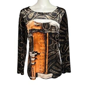 Simply Art by Dolcezza Long Sleeve Top Cutout  Size L Art to Wear